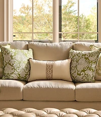 Southern Living Greek Key Tape Embroidered Lumbar Decorative Pillow