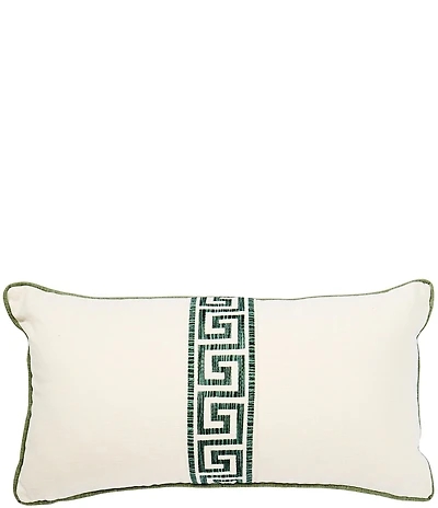 Southern Living Greek Key Tape Embroidered Lumbar Decorative Pillow