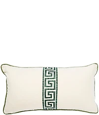 Southern Living Greek Key Tape Embroidered Lumbar Decorative Pillow
