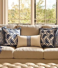 Southern Living Greek Key Tape Embroidered Lumbar Decorative Pillow