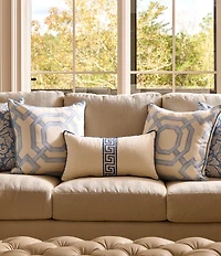 Southern Living Greek Key Tape Embroidered Lumbar Decorative Pillow