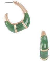 Southern Living Green Cab Geometric Puffy Hoop Earrings