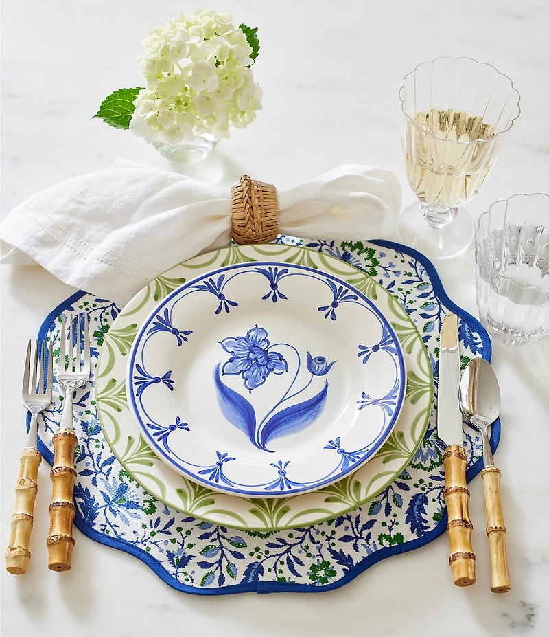 Southern Living Genevieve Collection Green Hand Painted Dinner Plate
