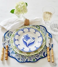 Southern Living Genevieve Collection Green Hand Painted Dinner Plate