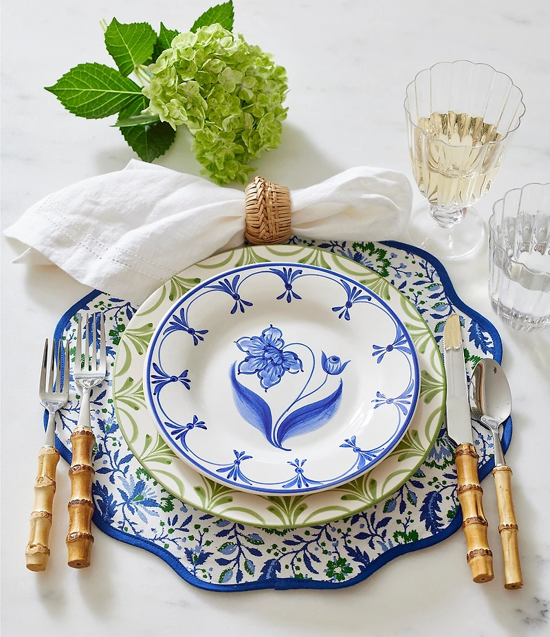 Southern Living Genevieve Collection Green Hand Painted Dinner Plate