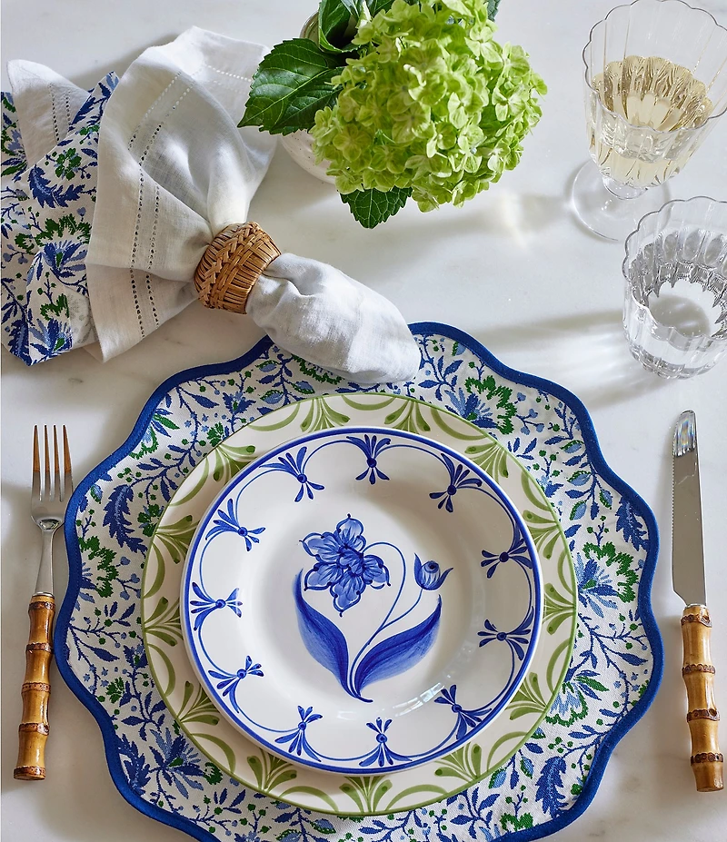 Southern Living Genevieve Collection Green Hand Painted Dinner Plate