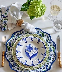 Southern Living Genevieve Collection Green Hand Painted Dinner Plate