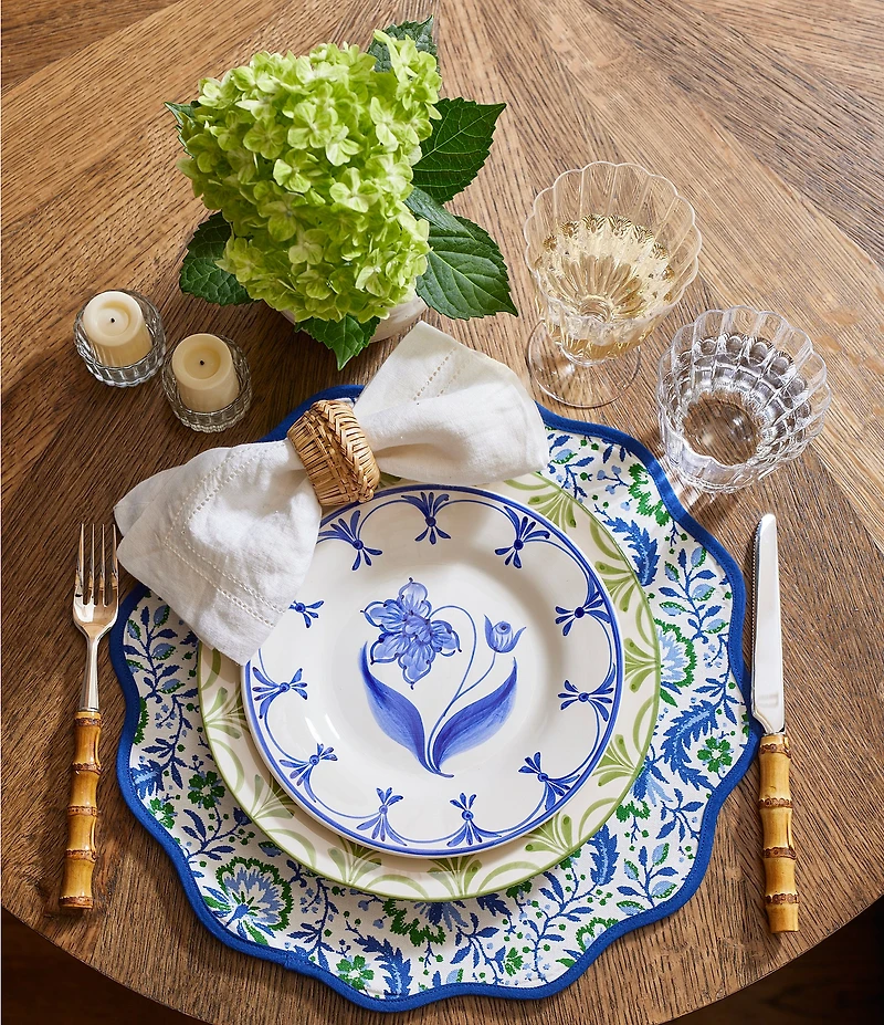 Southern Living Genevieve Collection Green Hand Painted Dinner Plate