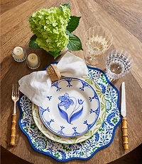 Southern Living Genevieve Collection Green Hand Painted Dinner Plate