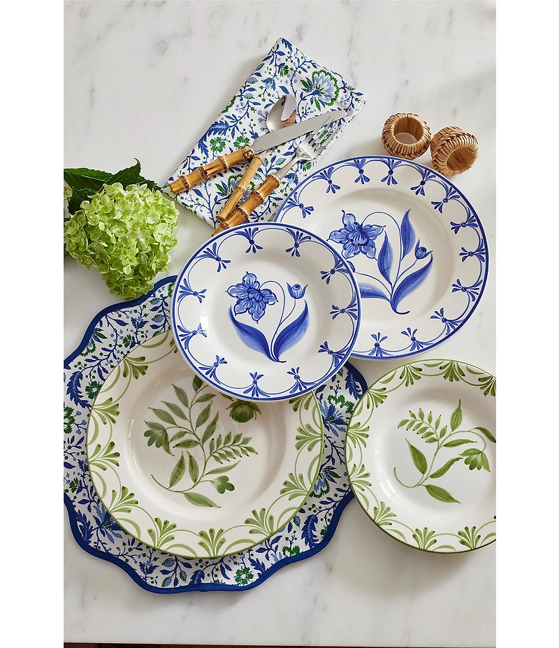 Southern Living Genevieve Collection Green Hand Painted Dinner Plate
