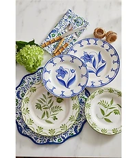 Southern Living Genevieve Collection Green Hand Painted Dinner Plate