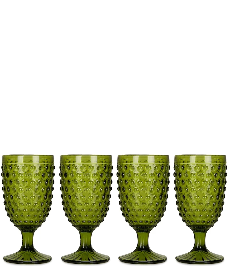 Southern Living Green Hobnail Goblets, Set of 4