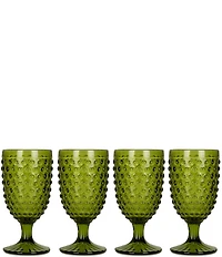 Southern Living Green Hobnail Goblets, Set of 4