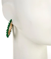Southern Living Green Raffia Sunburst Hoop Earrings