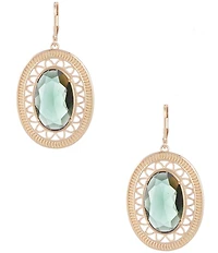 Southern Living Green Stone Geometric Oval Orbital Earrings