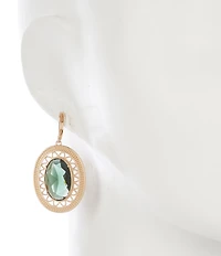 Southern Living Green Stone Geometric Oval Orbital Earrings