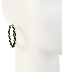 Southern Living Velvet Holiday Twisted Wire Clutchless Hoop Earrings