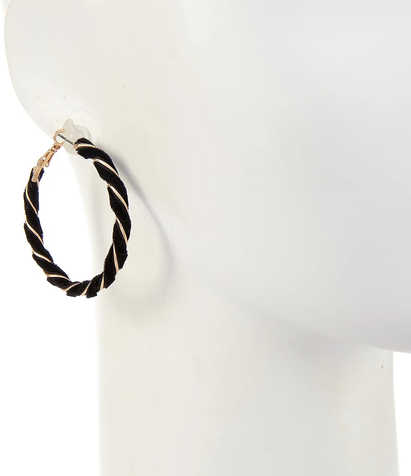 Southern Living Velvet Holiday Twisted Wire Clutchless Hoop Earrings