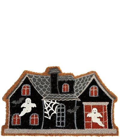 Southern Living Halloween Collection Glow in the Dark Haunted House Vinyl Backed Shaped Coir Doormat