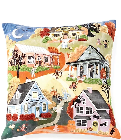Southern Living Halloween Collection Spooky City Scene Decorative Square Pillow