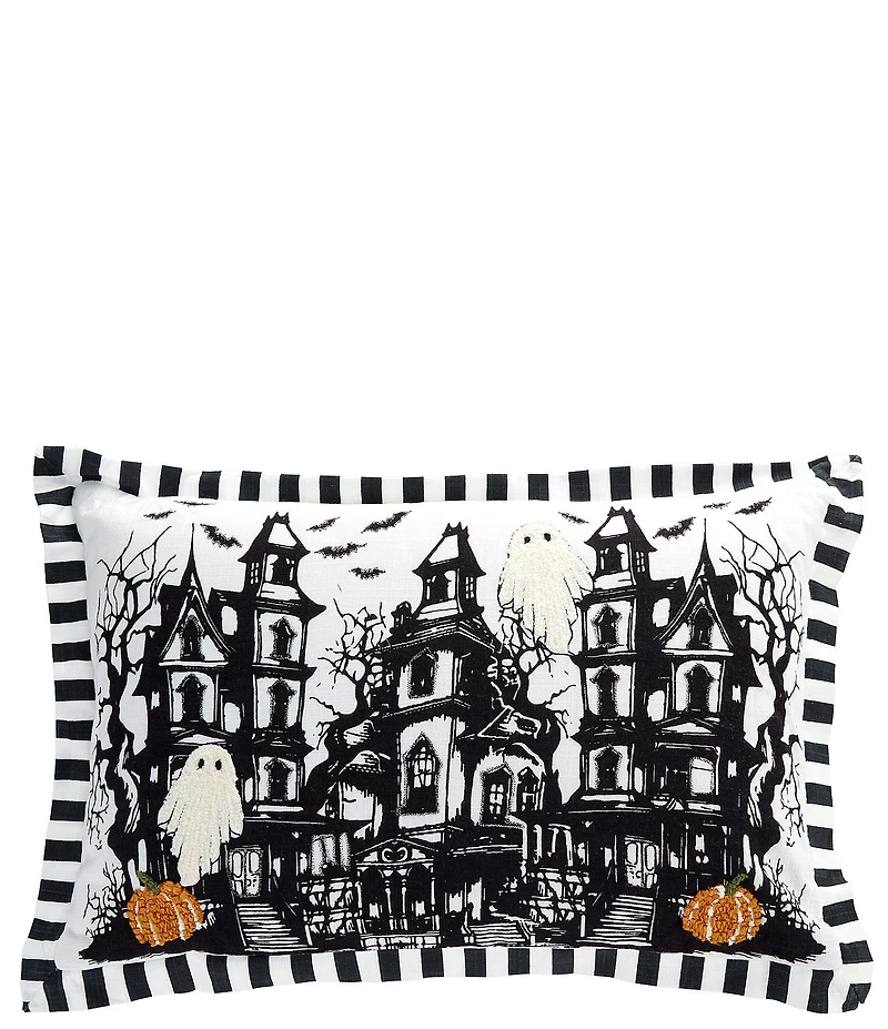 Southern Living Halloween Collection Spooky Night Haunted House Embroidered Decorative Throw Lumbar Pillow