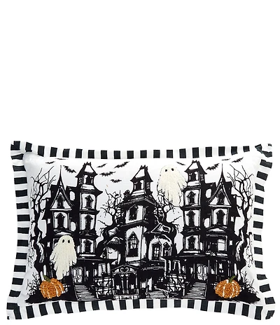 Southern Living Halloween Collection Spooky Night Haunted House Embroidered Decorative Throw Lumbar Pillow