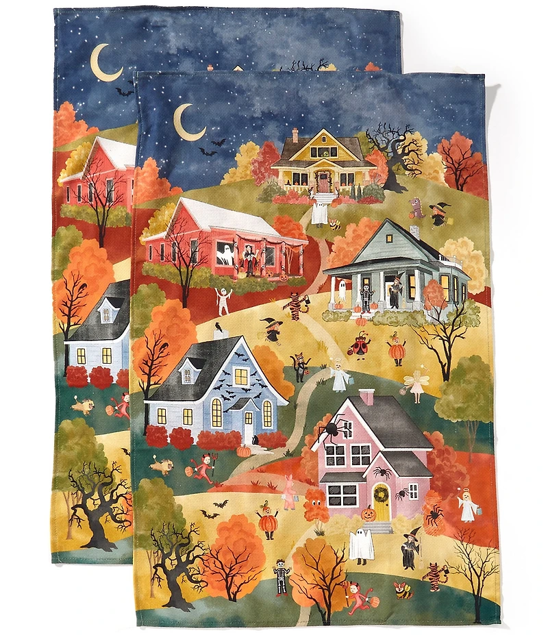 Southern Living Halloween Scene Kitchen Towels, Set of 2