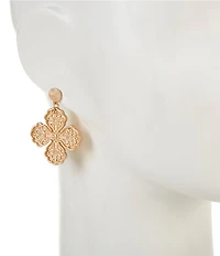Southern Living Hammered Disc Stud Cross Metal Charm Drop Earrings