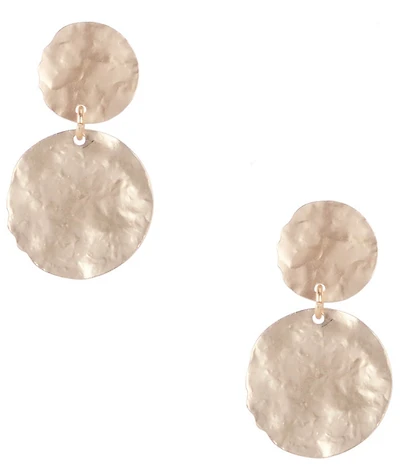 Southern Living Hammered Metal Double Small Disc Orbital Drop Earrings