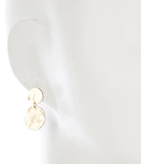 Southern Living Hammered Metal Double Small Disc Orbital Drop Earrings