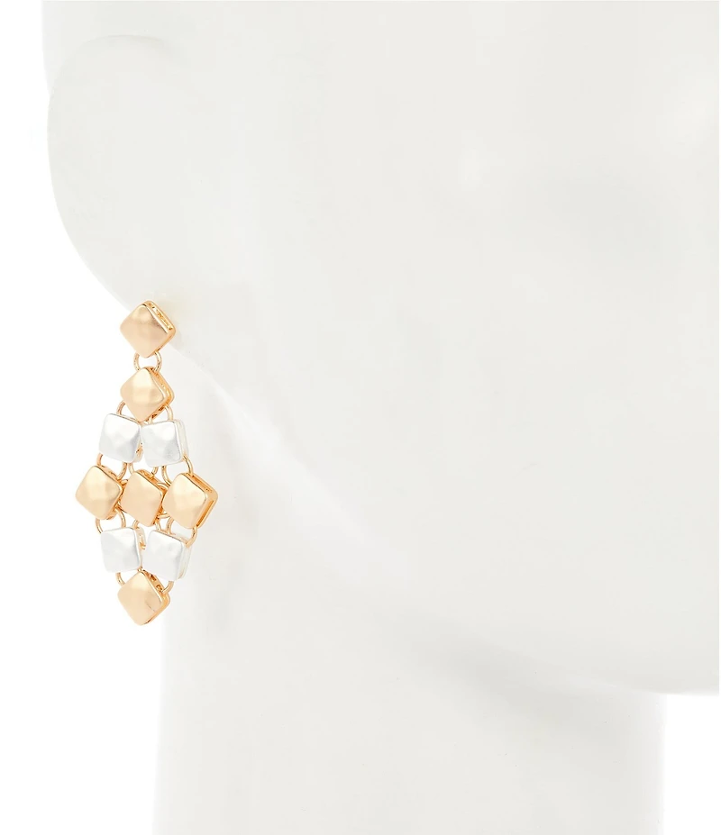 Southern Living Hammered Metal Multi Square Shakey Drop Earrings