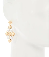 Southern Living Hammered Metal Multi Square Shakey Drop Earrings