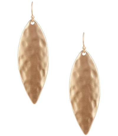 Southern Living Hammered Metal Navette Drop Earrings