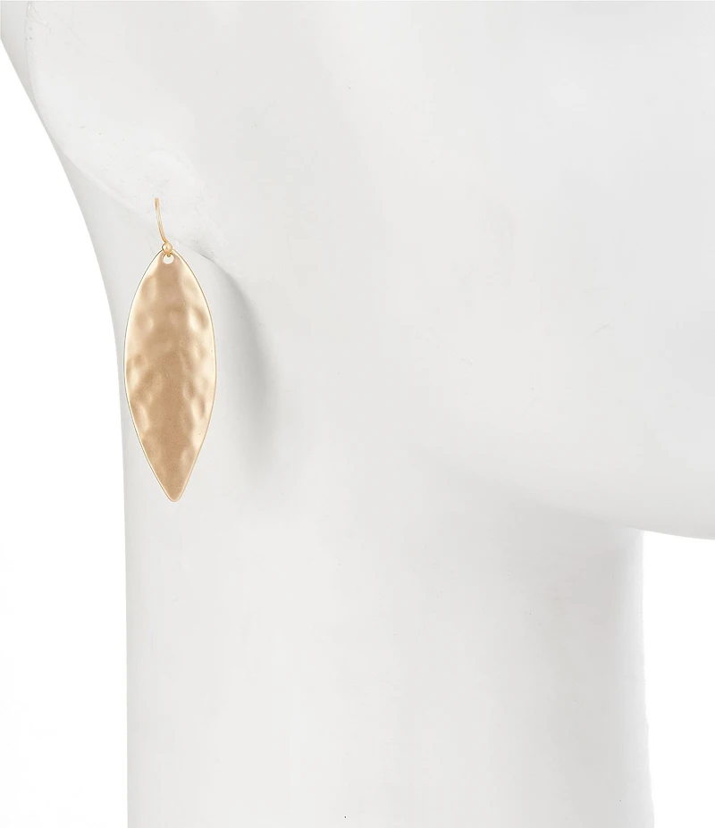 Southern Living Hammered Metal Navette Drop Earrings
