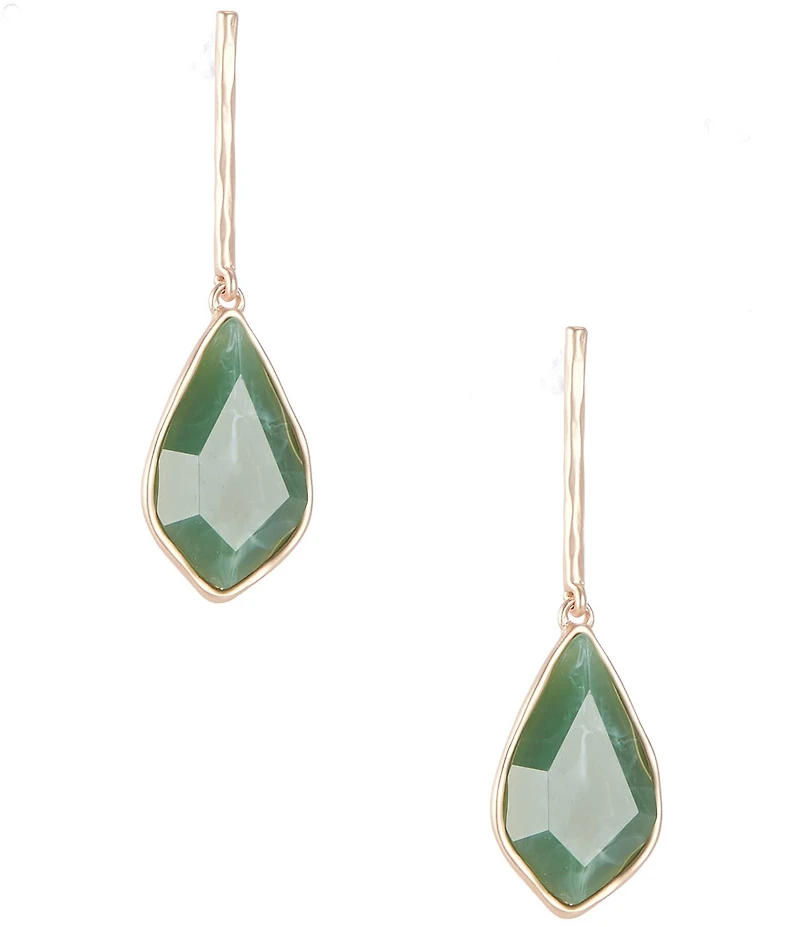 Southern Living Hammered Stick Green Cab Drop Earrings