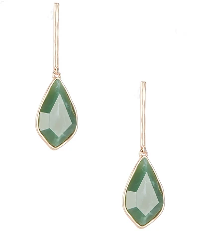 Southern Living Hammered Stick Green Cab Drop Earrings