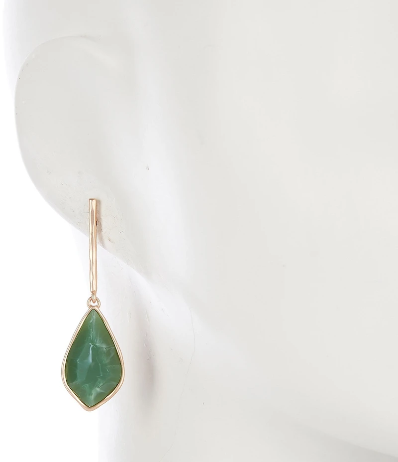 Southern Living Hammered Stick Green Cab Drop Earrings