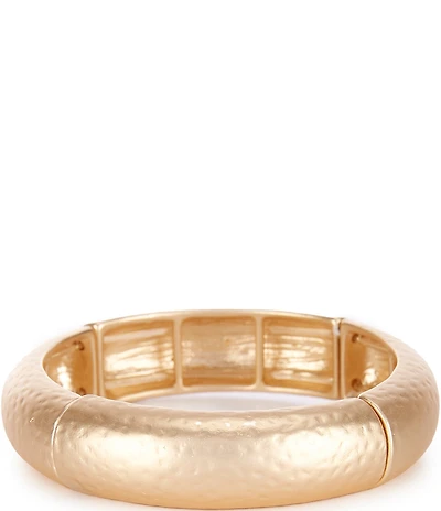 Southern Living Hammered Texture Wide Metal Hinge Stretch Bracelet