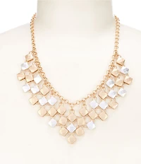 Southern Living Square Hammered Metal Shakey Frontal Collar Necklace