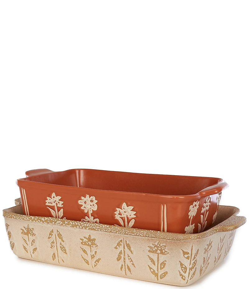 Southern Living Harvest Floral Print Baking Dishes, Set of 2