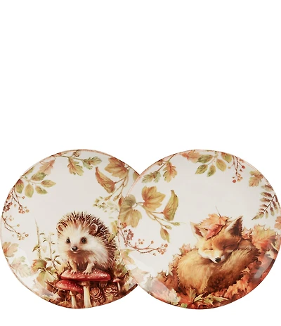 Southern Living Harvest Collection Fox and Hedgehog Accent Plates, Set of 2