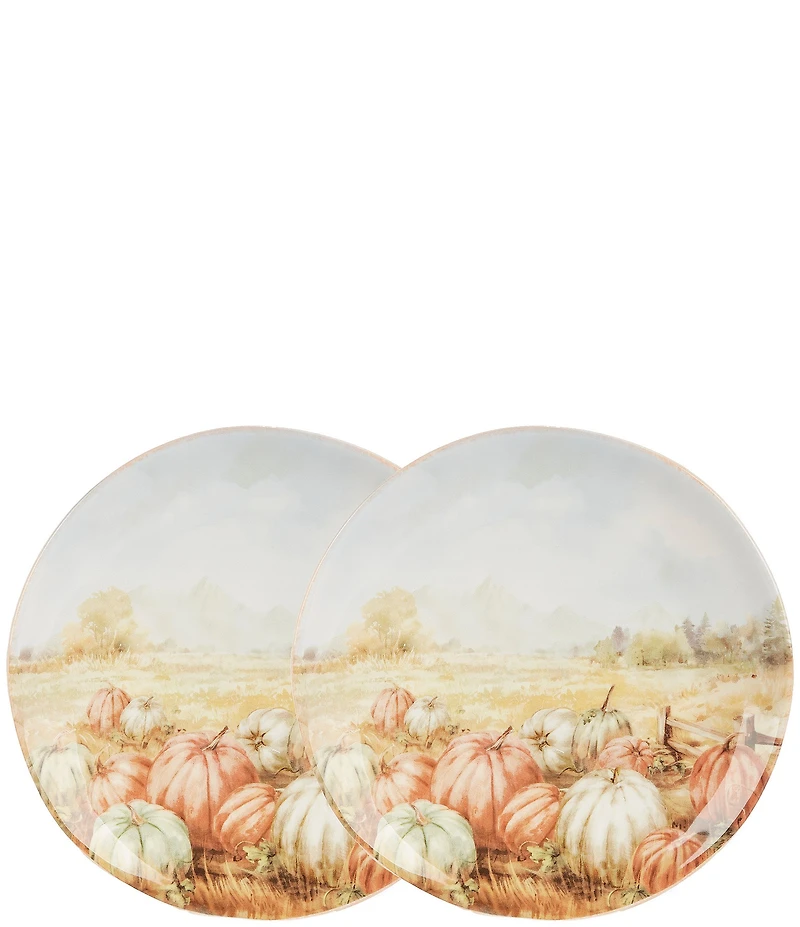 Southern Living Harvest Collection Pumpkin and Mountain Accent Plates, Set of 2