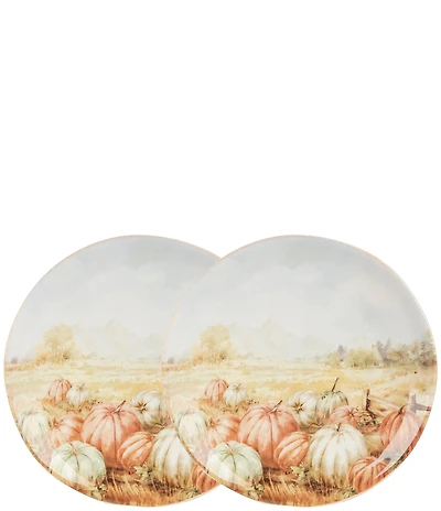 Southern Living Harvest Collection Pumpkin and Mountain Accent Plates, Set of 2