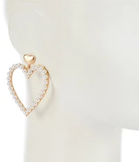 Southern Living Heart Polished Metal Stud Pearl Drop Earrings