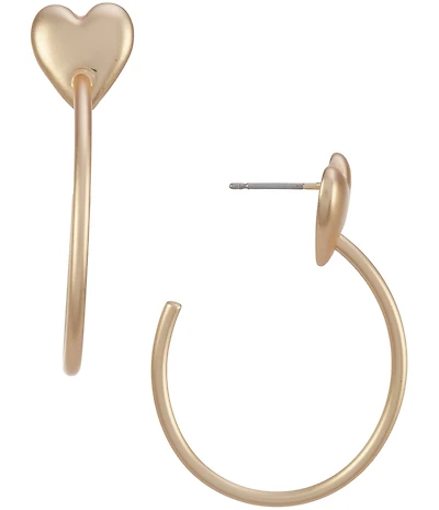 Southern Living Heart Polished Metal Wire Hoop Earrings