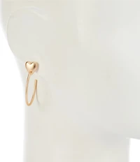 Southern Living Heart Polished Metal Wire Hoop Earrings