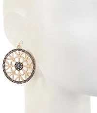 Southern Living Hematite Cut Out Disc Orbital Drop Earrings