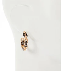 Southern Living Hematite Stone and Gold Link Hoop Earrings