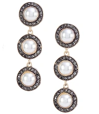 Southern Living Hematite Stone and Pearl Triple Drop Earrings