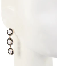 Southern Living Hematite Stone and Pearl Triple Drop Earrings
